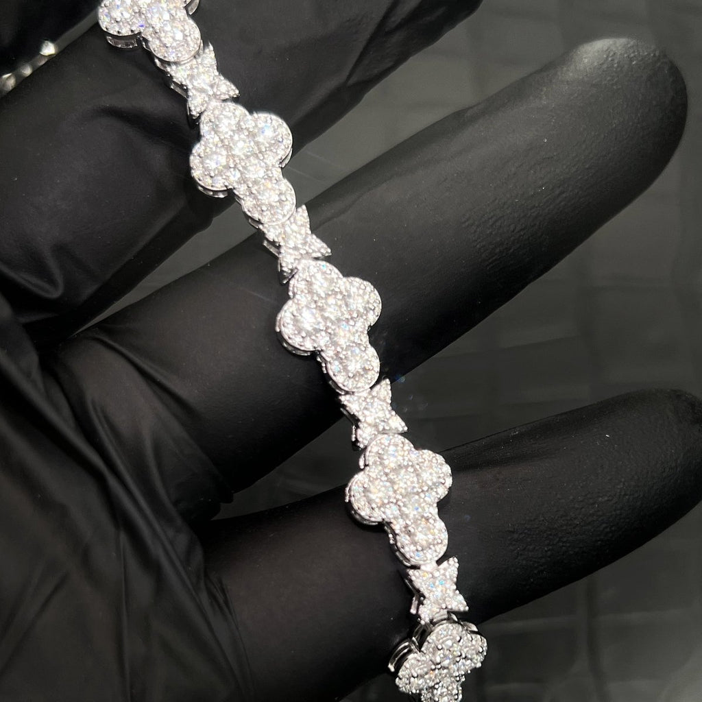 10MM Fancy Cross Link Moissanite Bracelet 8 Inch - JewelryFresh