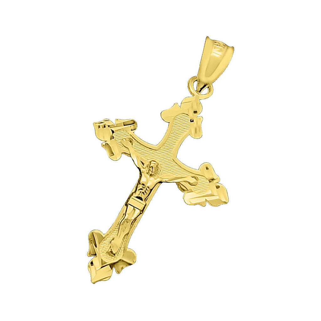 10K Gold Crucifix Diamond Cut Pendant