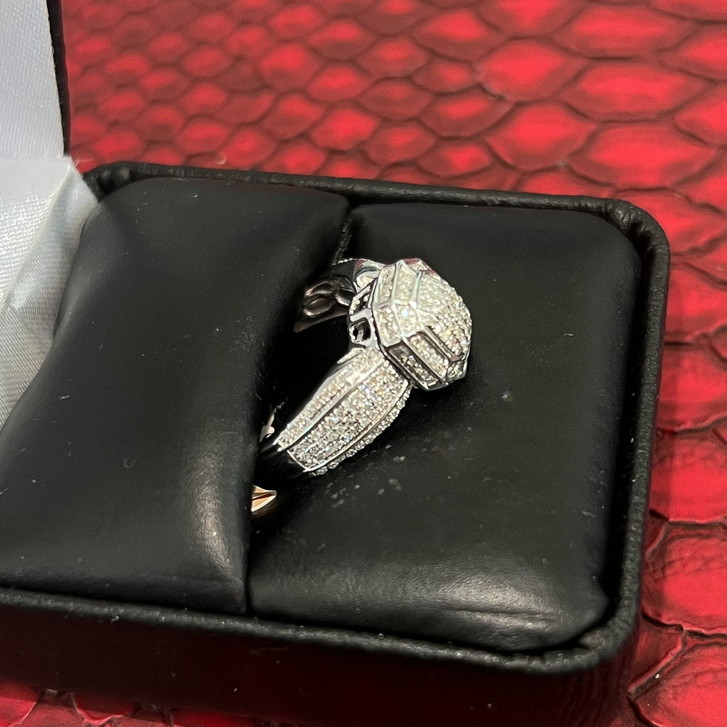 0.35 Carat Real Diamond Womens Octagon Ring
