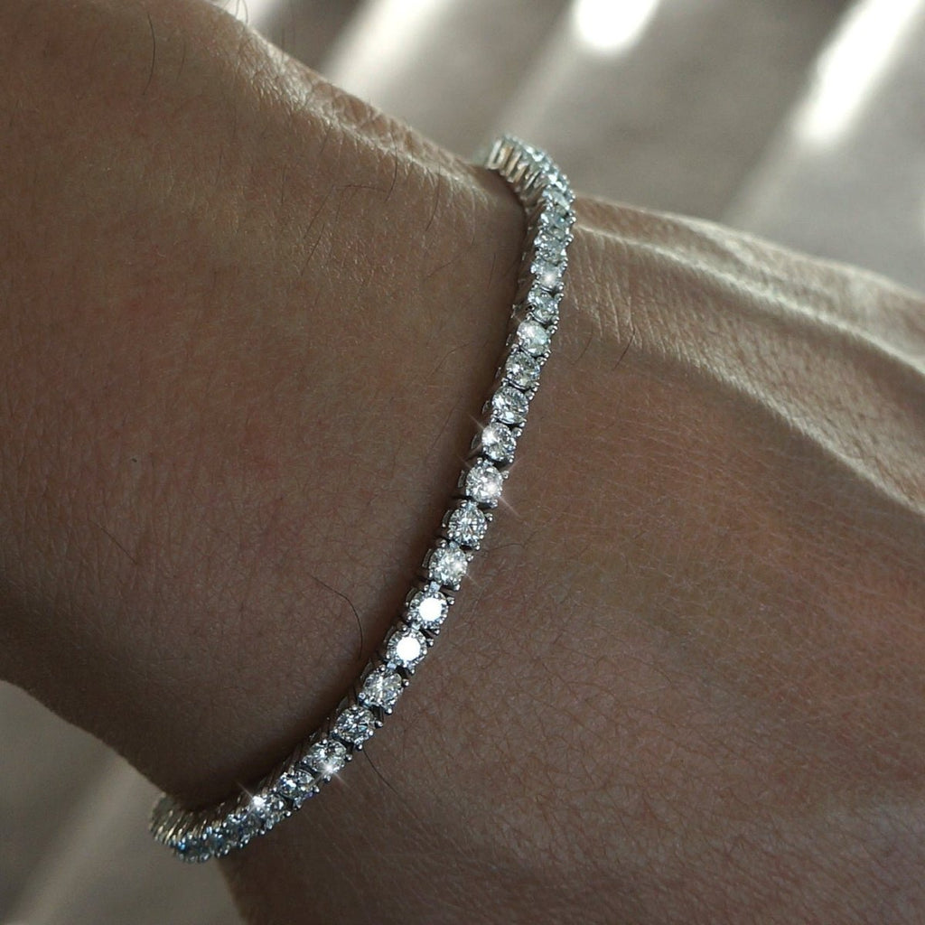 2MM - 5MM VVS Moissanite Tennis Bracelet 925 Silver 2mm 6 inch White Gold - JewelryFresh