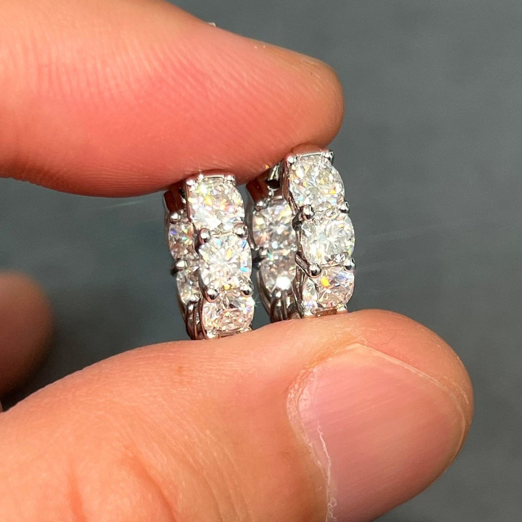 4.20 Carat Cushion Cut Moissanite Hoop Earrings White Gold - JewelryFresh