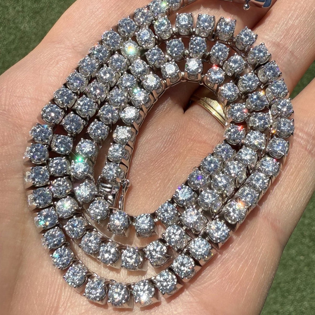 44.50 CTW Moissanite 3D Tennis Chain Luxury Edition 20 Inch - JewelryFresh