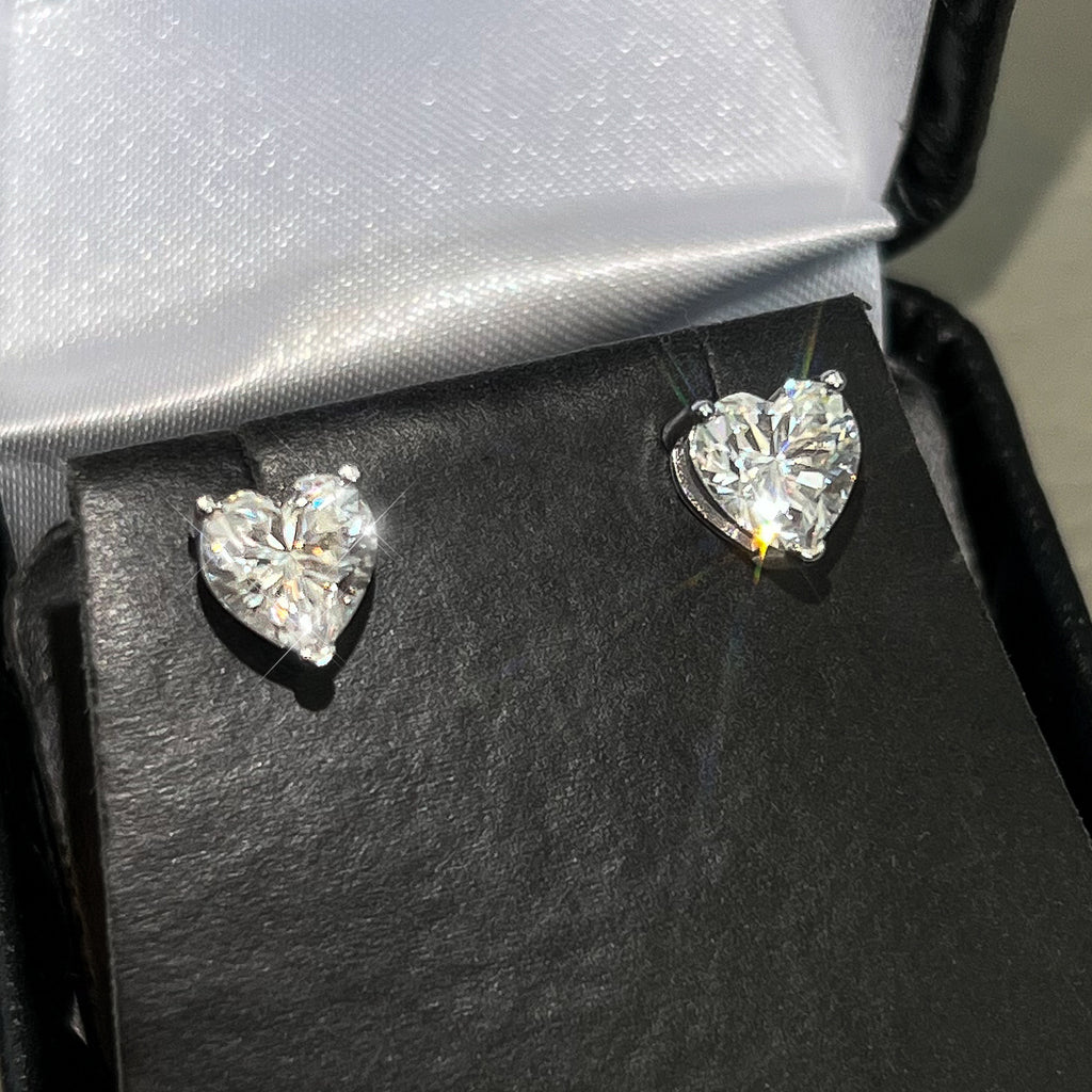 Certified VVS1 Moissanite Heart Cut Earrings