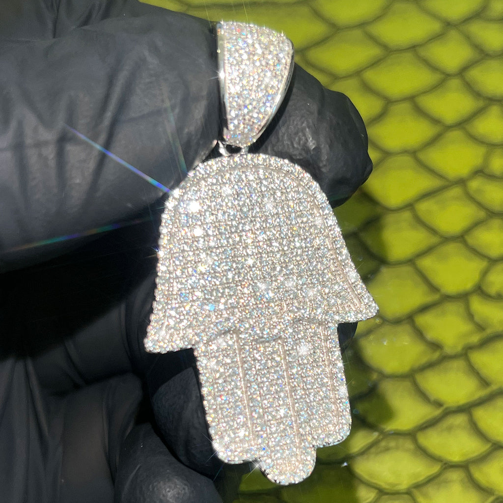 3.20 CTW Pave VVS Moissanite Hamsa Pendant