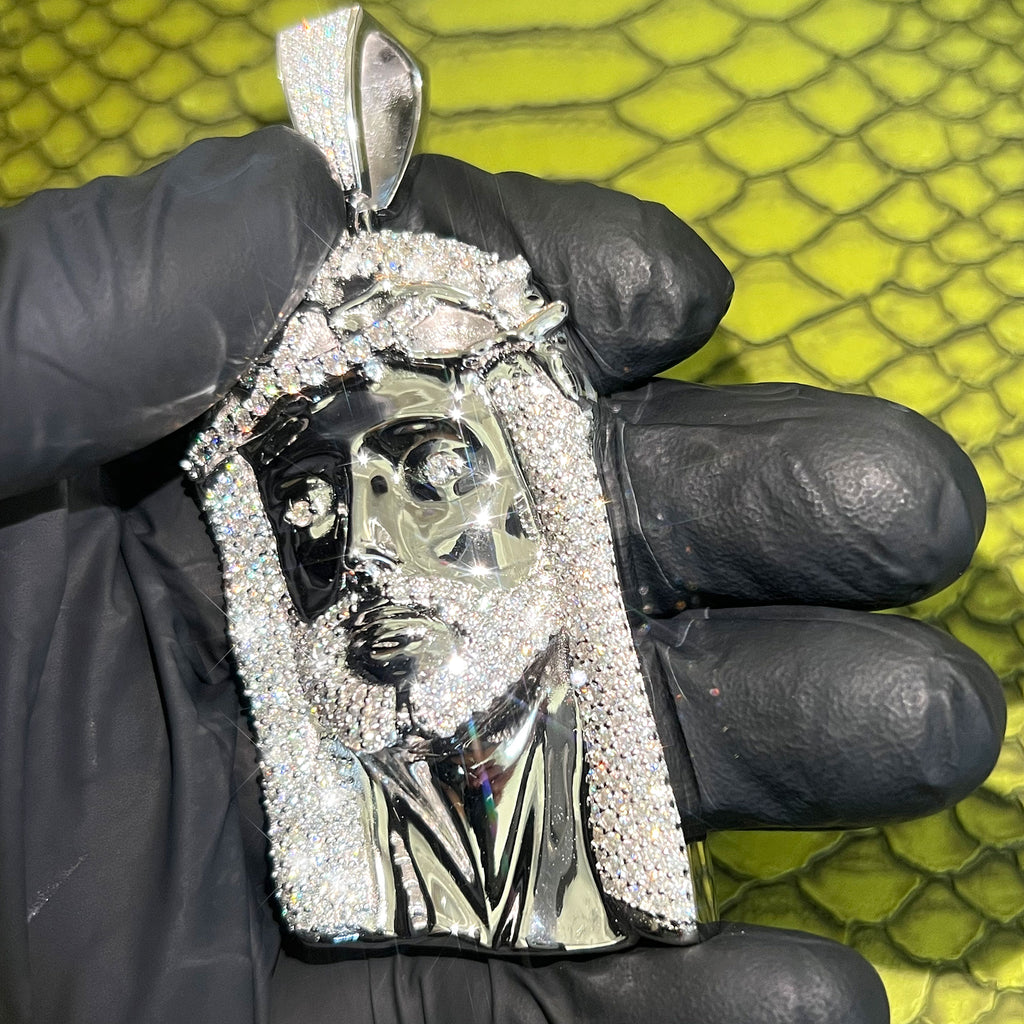 Large Moissanite Iced Out Jesus Piece Pendant