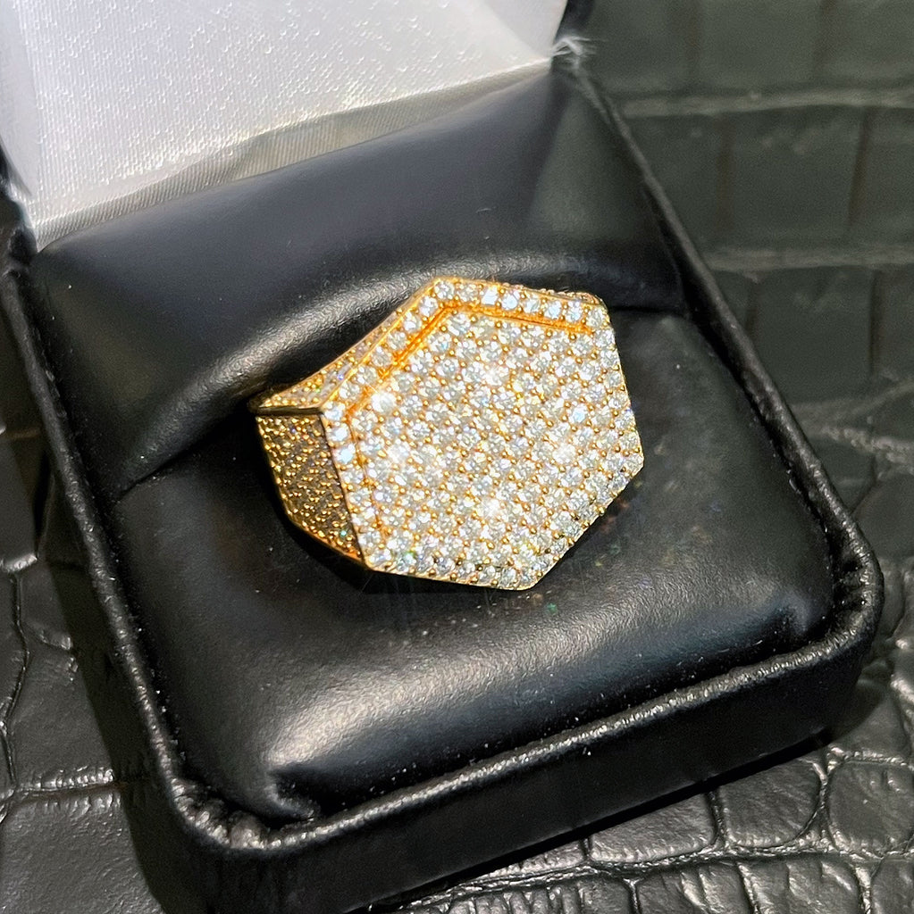 4.25 CTW Hex Top Moissanite Mens Ring