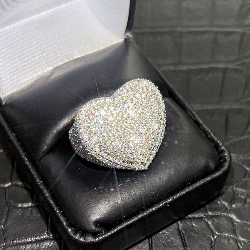 4.50 CTW Large Moissanite Puffed Heart Ring