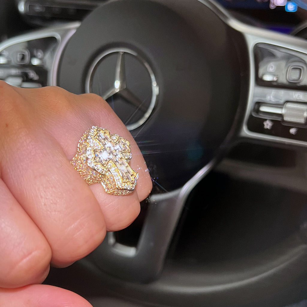 6.00 CTW Emerald Cut Moissanite Cross Ring