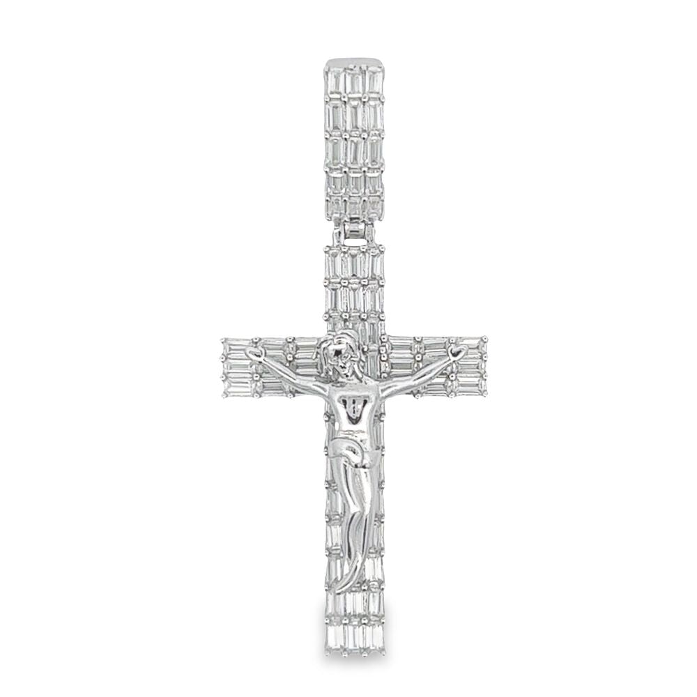 3.41 CTW Baguette Moissanite Crucifix Cross