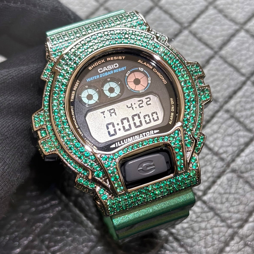 Custom Green Iced Out G - Shock Watch - JewelryFresh