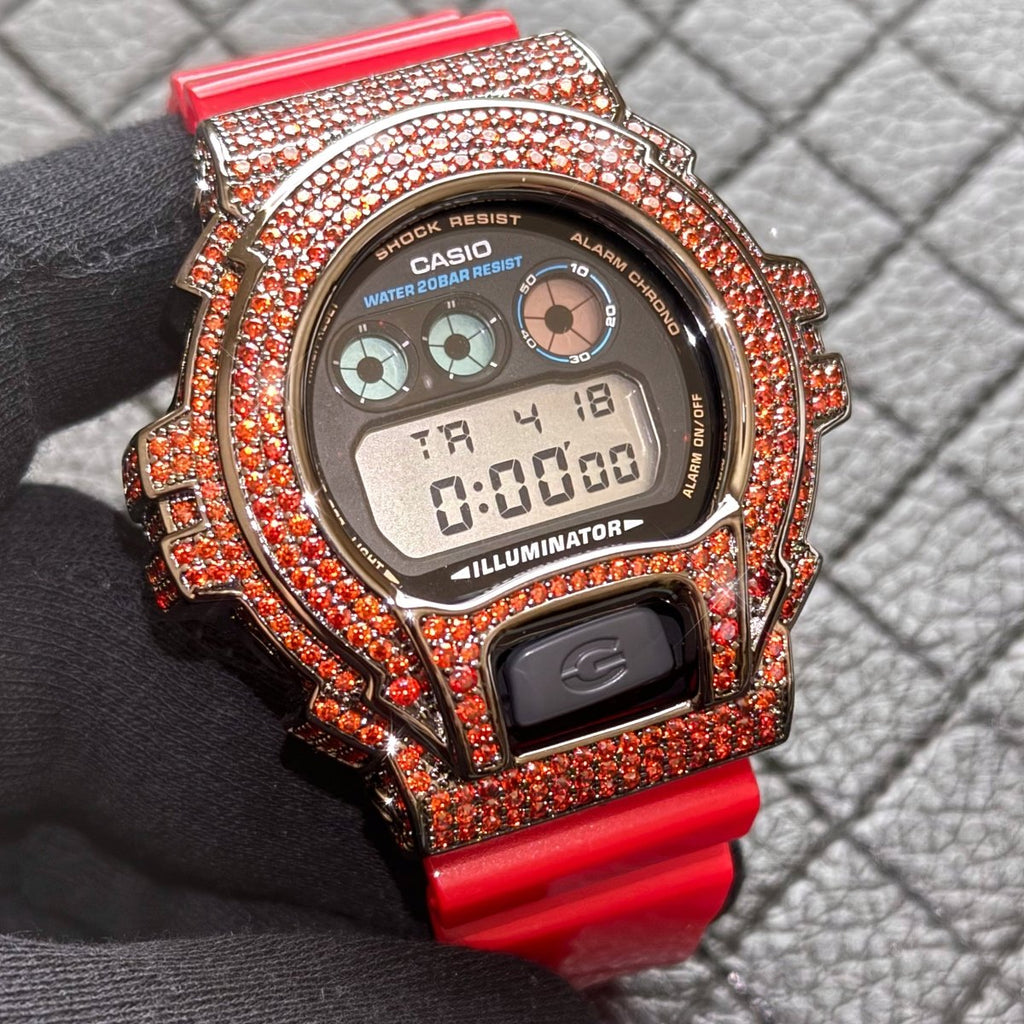 Custom Red Iced Out G - Shock Watch - JewelryFresh