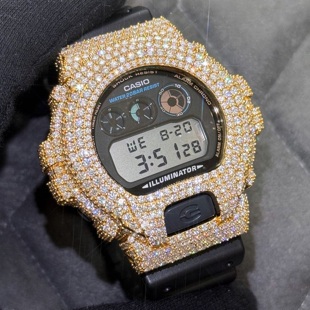 Gold Crushed Out Moissanite G Shock Watch - JewelryFresh