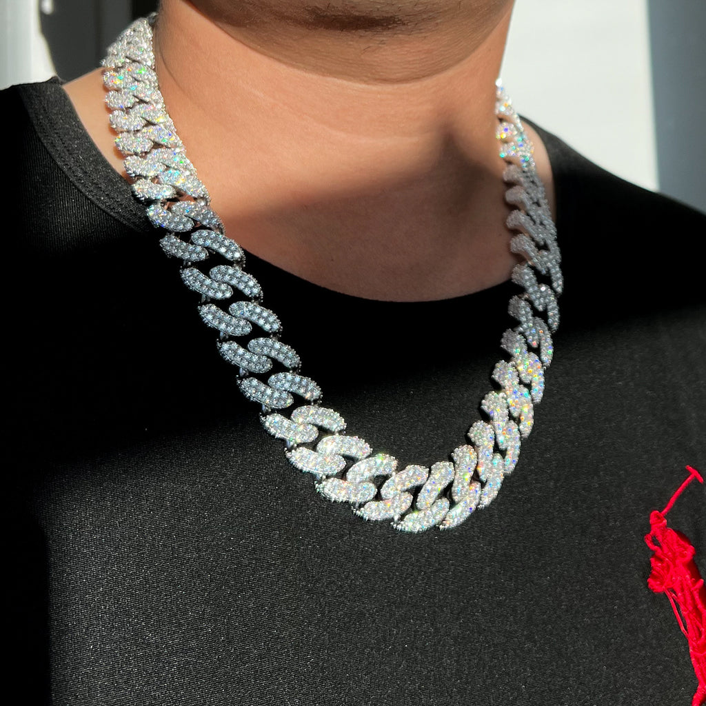 Massive 925 Silver VVS Moissanite 3D Cuban Chain