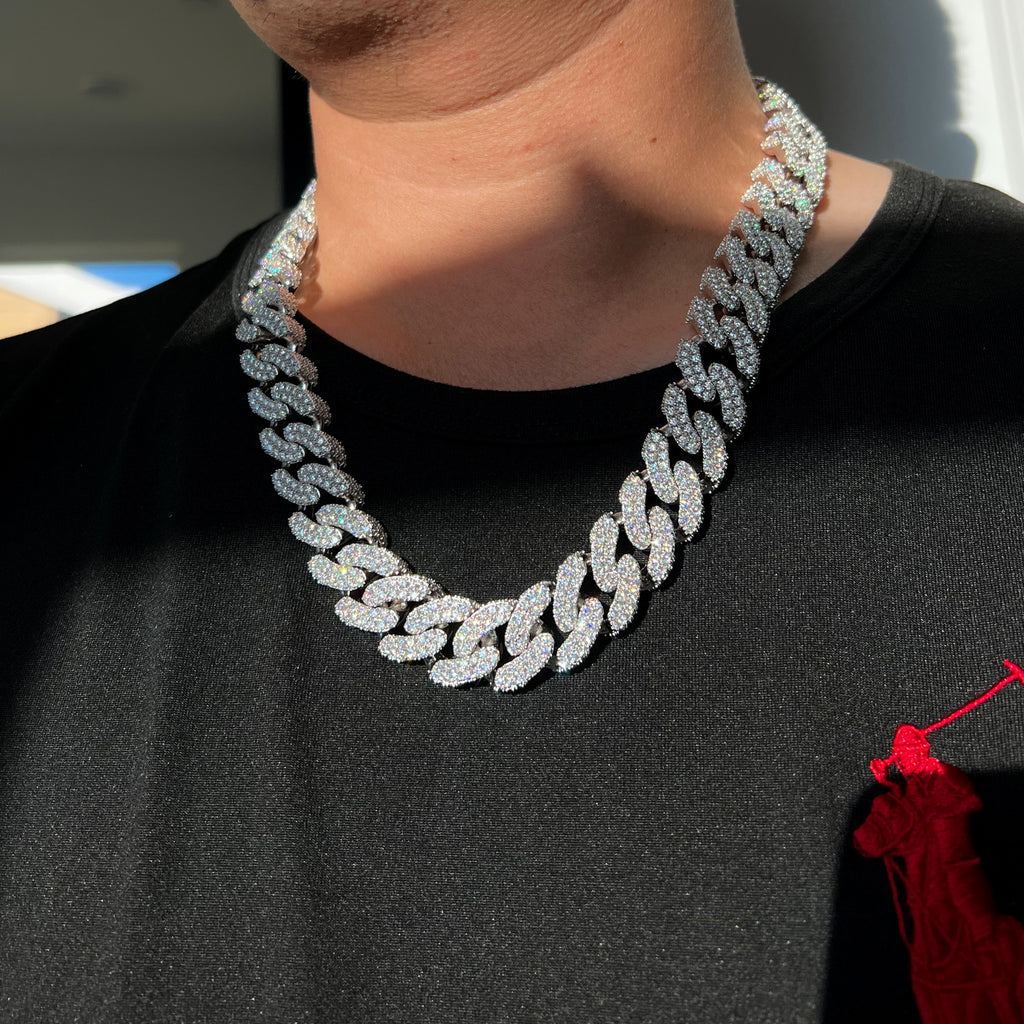 Massive 925 Silver VVS Moissanite 3D Cuban Chain