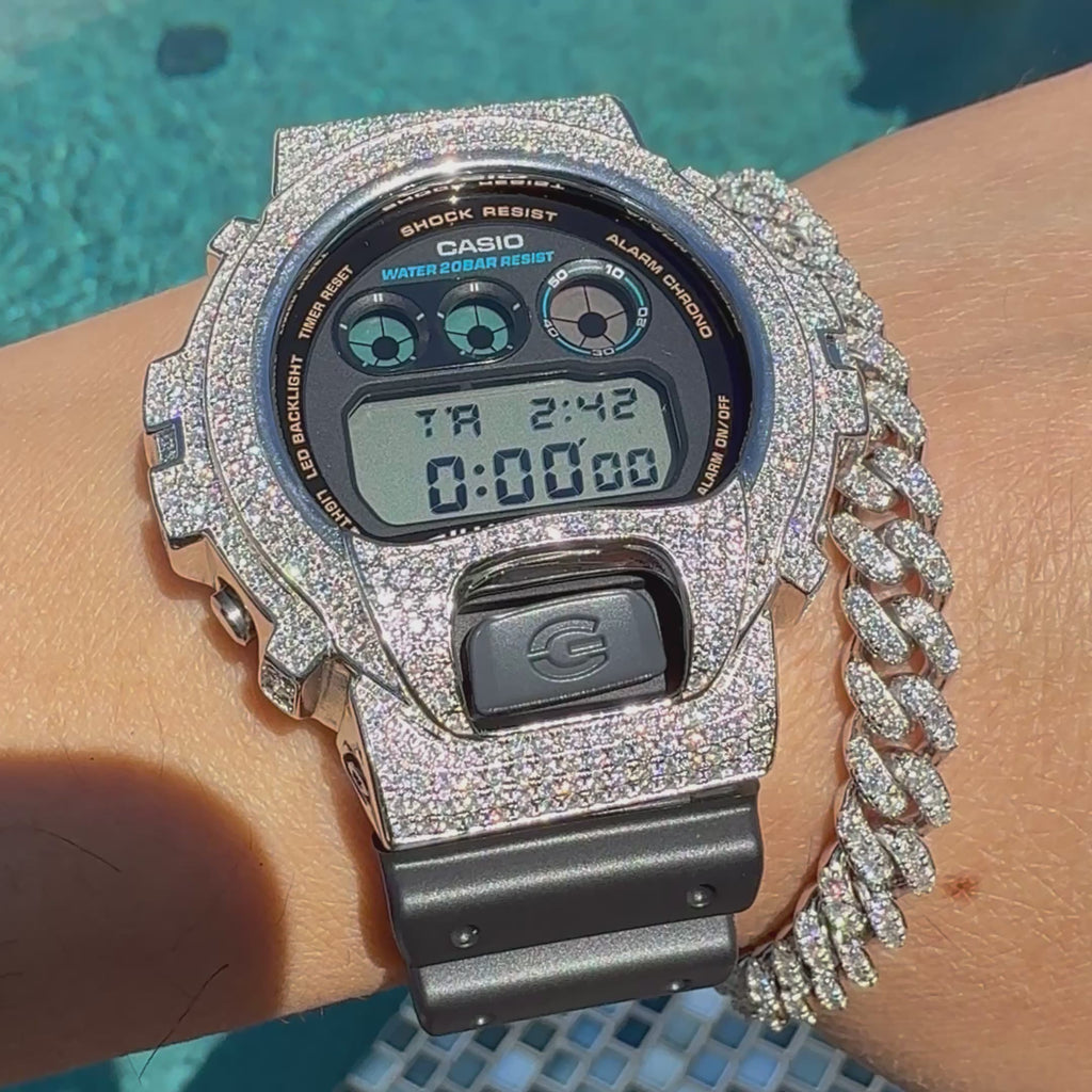 Moissanite Iced Out G Shock Watch - 4.25 Carats Luxury – JewelryFresh