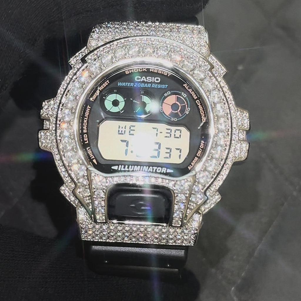 Rhodium Big Stone CTW G-Shock DW6900 – JewelryFresh