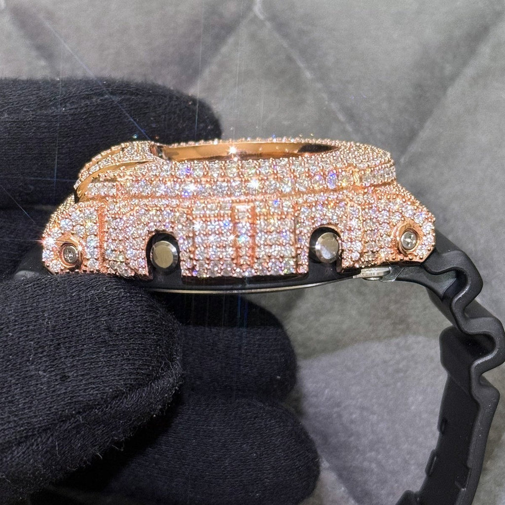 Rose Gold Crushed Out Moissanite G Shock Watch - JewelryFresh