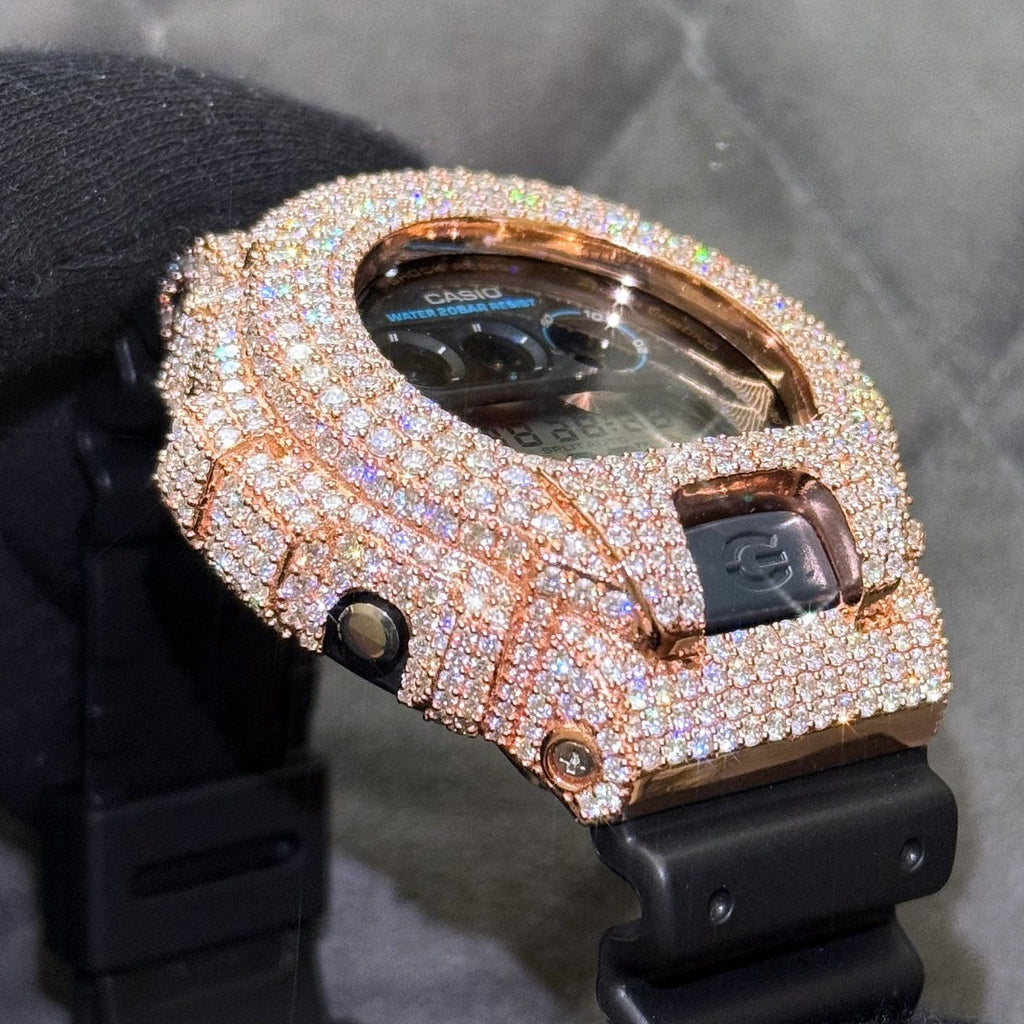 Rose Gold Crushed Out Moissanite G Shock Watch - JewelryFresh