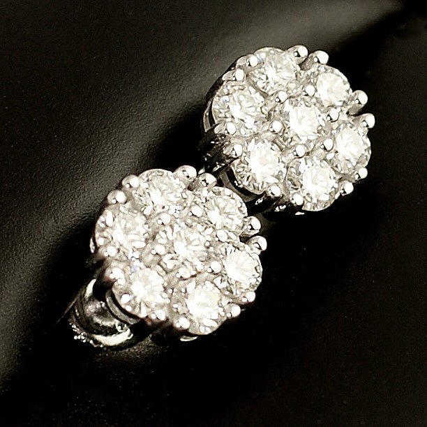 1.40 Carat Certified VVS1 Moissanite Cluster Earrings 925 Silver (White) - JewelryFresh