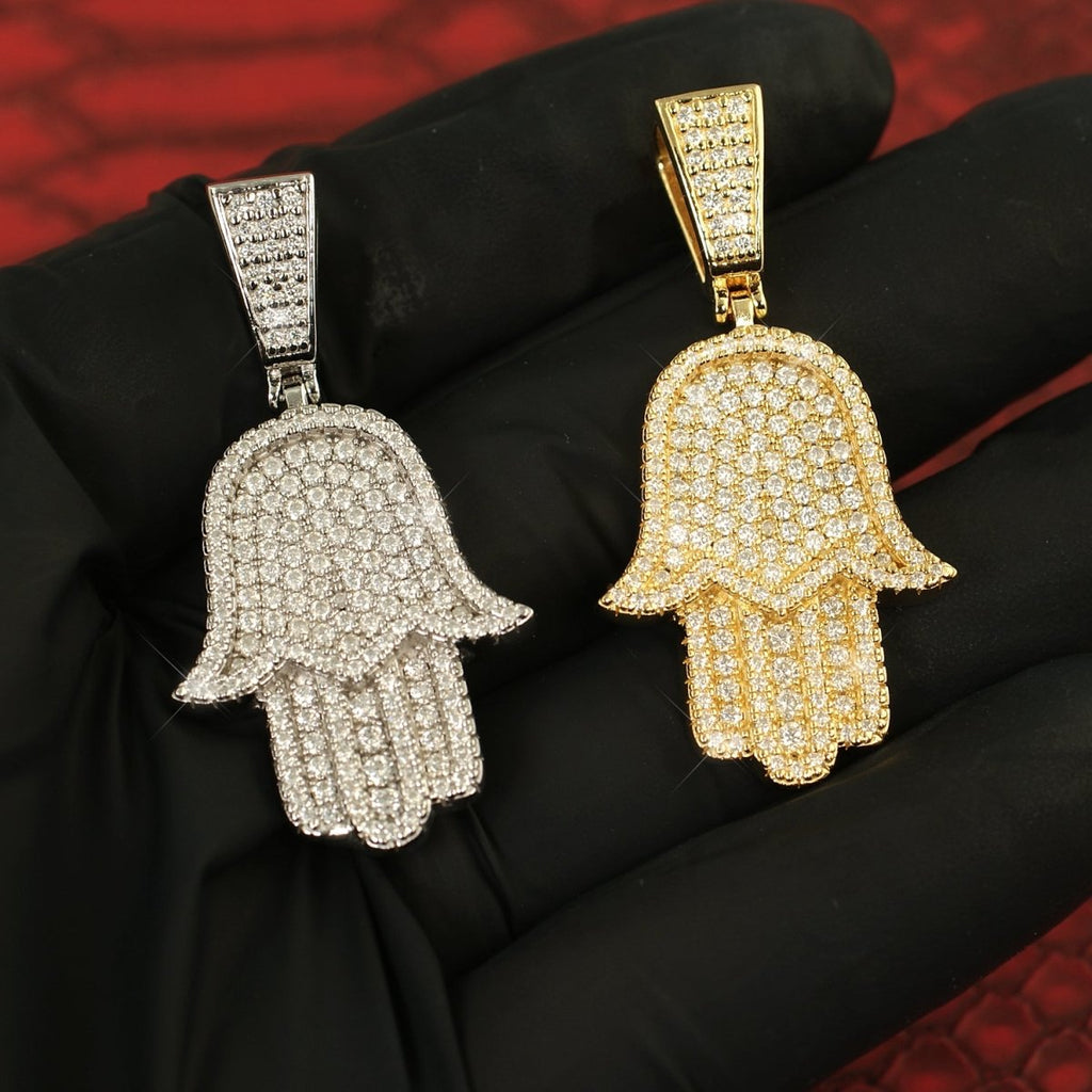 2.3 CTW VVS1 Moissanite Small Hamsa Pendant White Gold - JewelryFresh