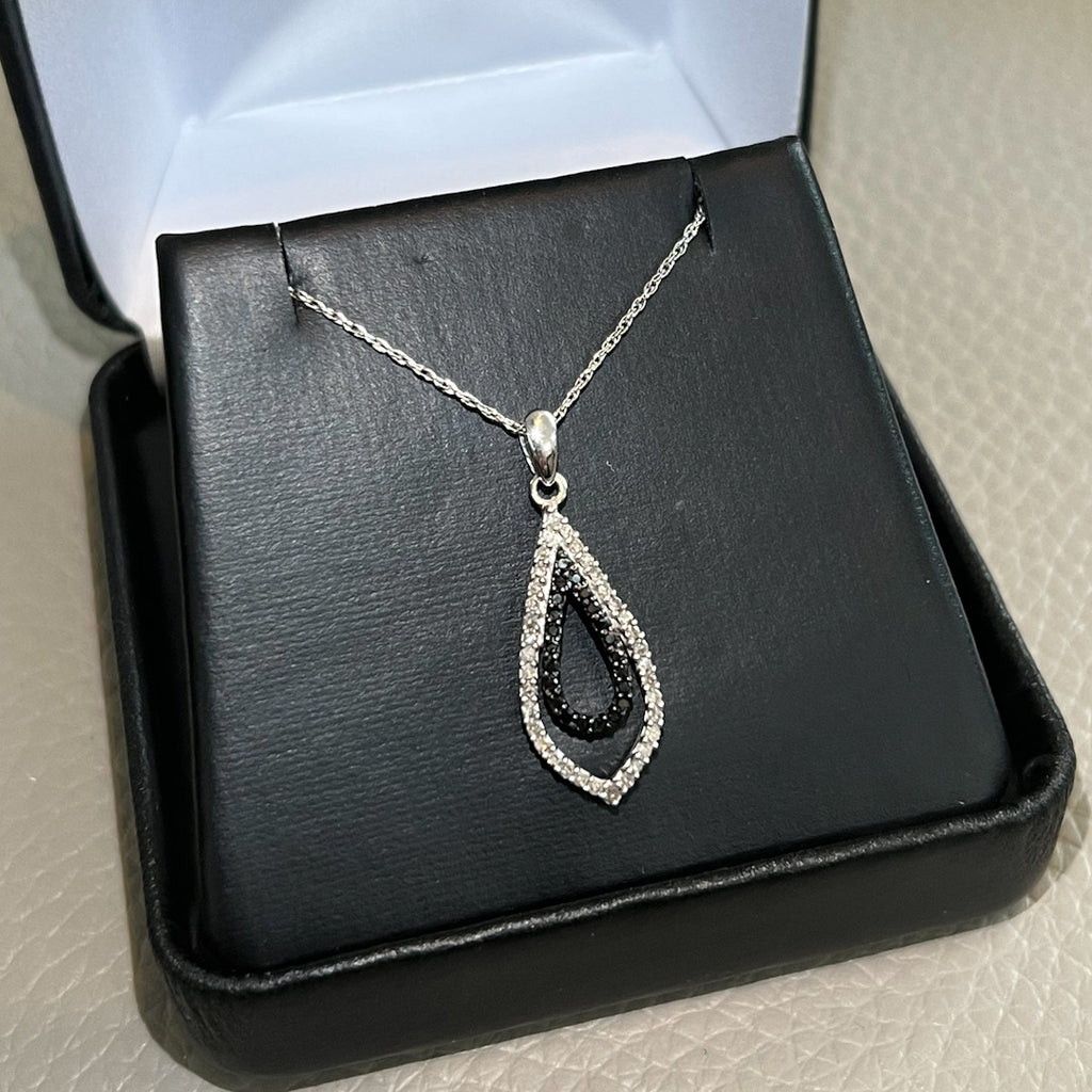 0.20 Carat Black Diamond Pear Shape Necklace
