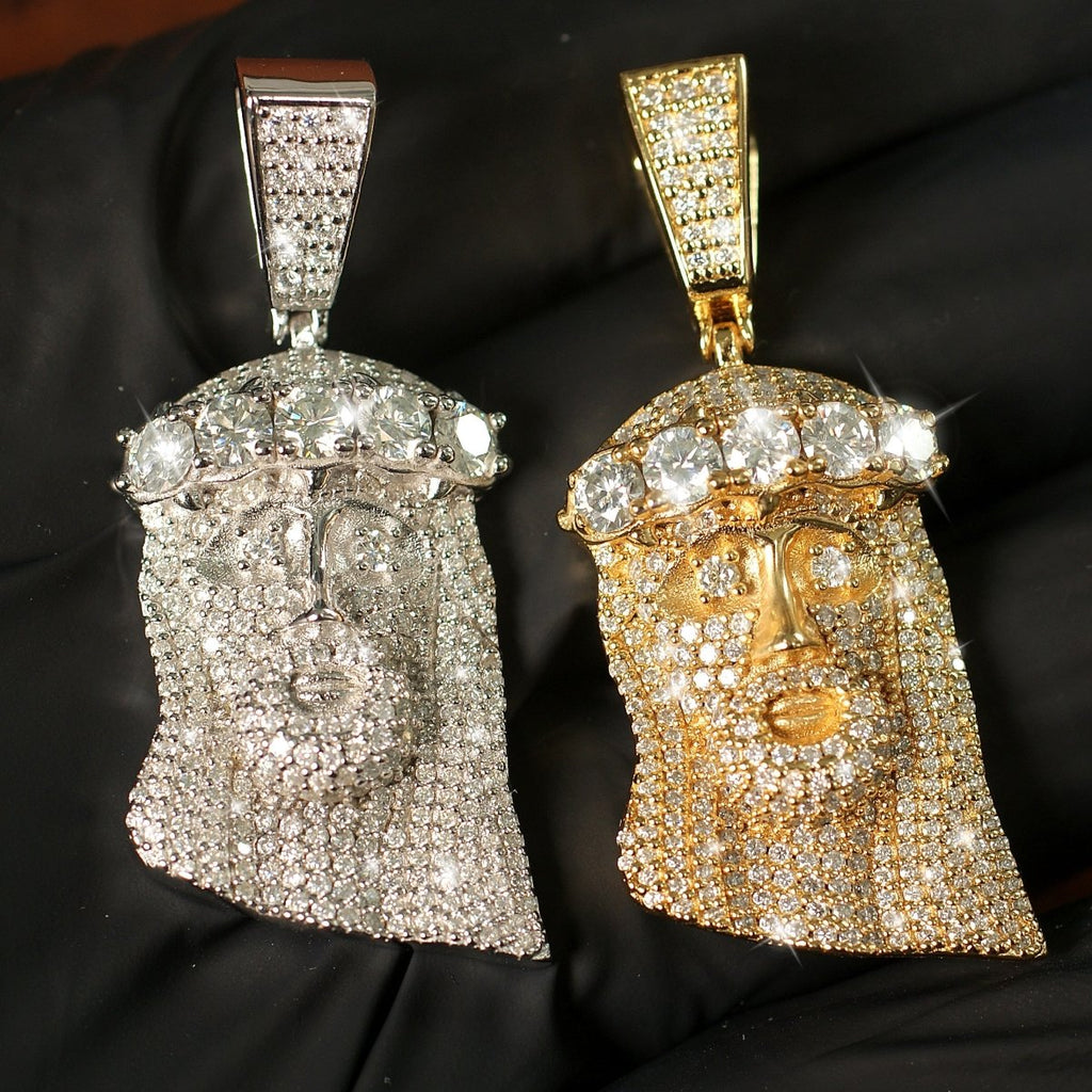 3.3 CTW Certified Moissanite Deluxe Jesus Pendant White Gold - JewelryFresh