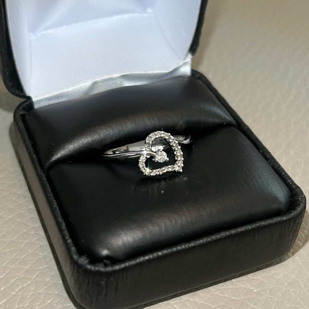 Silver Genuine Diamond Heart Ring 0.15 Carat