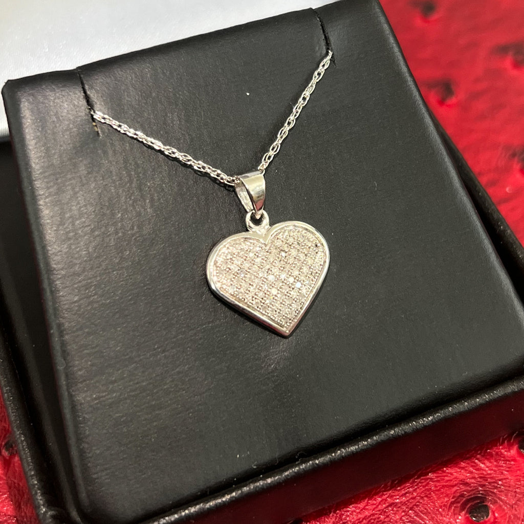 0.20 Carat Real Diamond Pave Heart Necklace