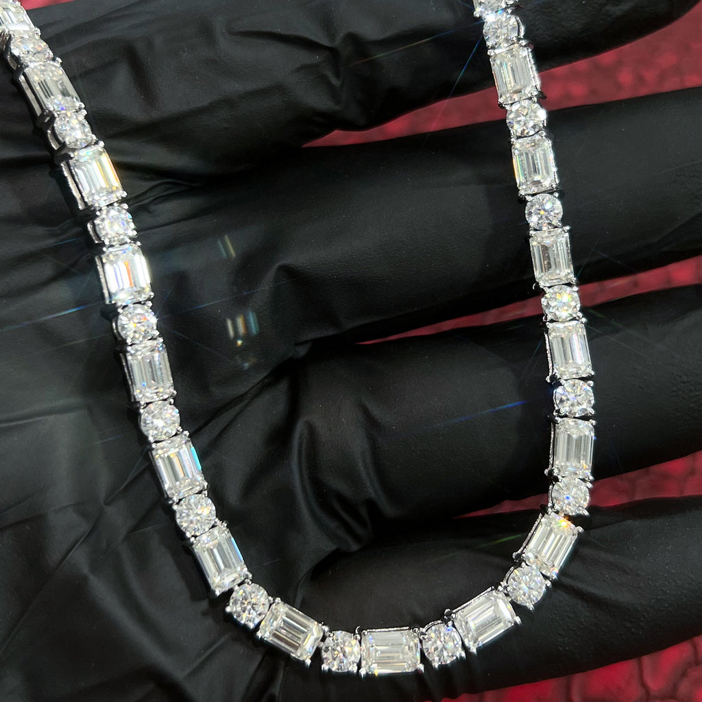 Exotic Emerald Cut VVS Moissanite Tennis Chain