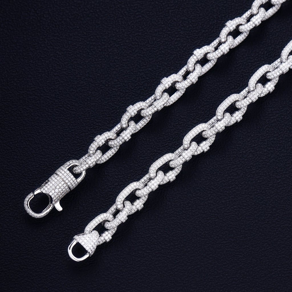 Real Silver VVS Moissanite Oval Link Chain