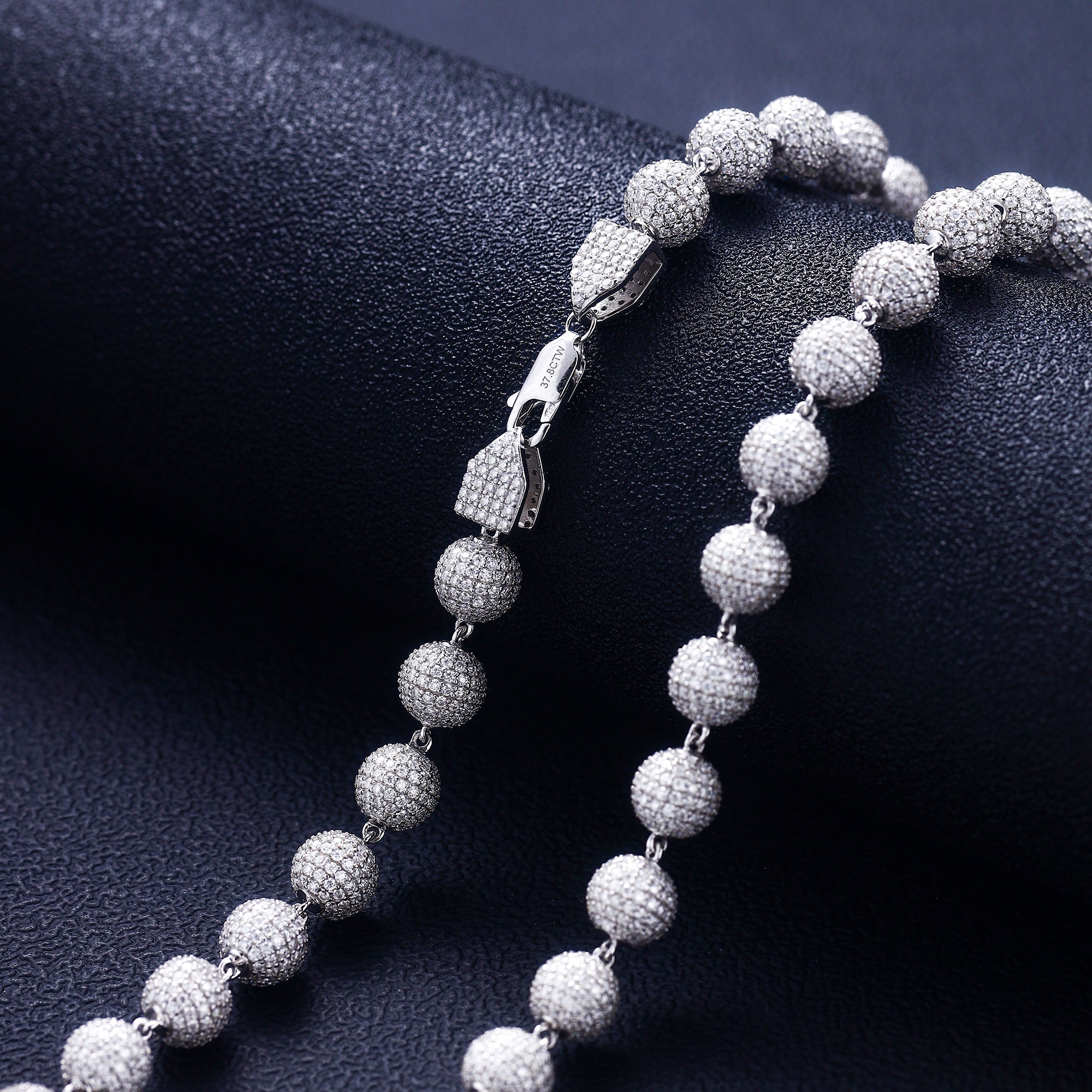 Large 8mm Moissanite Iced Out Ball Chain 925 Silver
