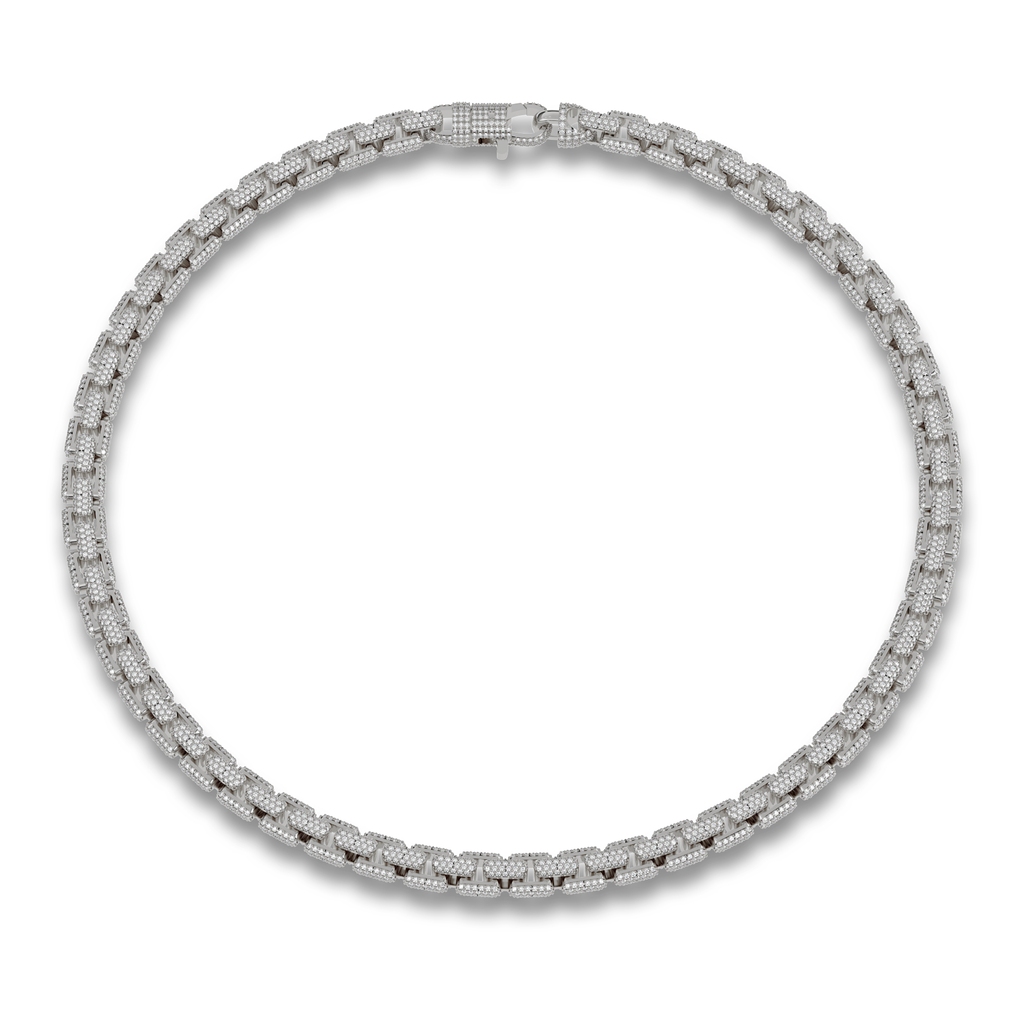 8MM Large 925 Silver Moissanite 3D Box Chain