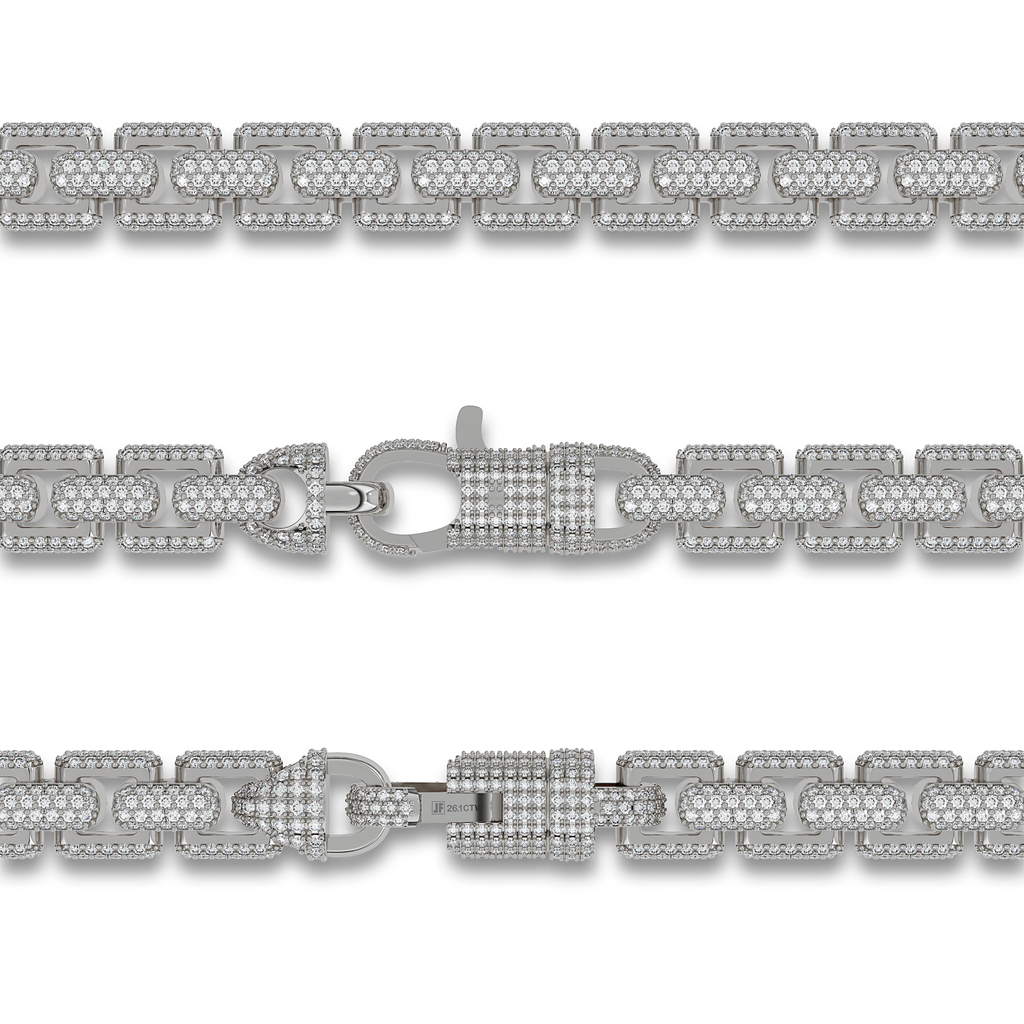 8MM Large 925 Silver Moissanite 3D Box Chain