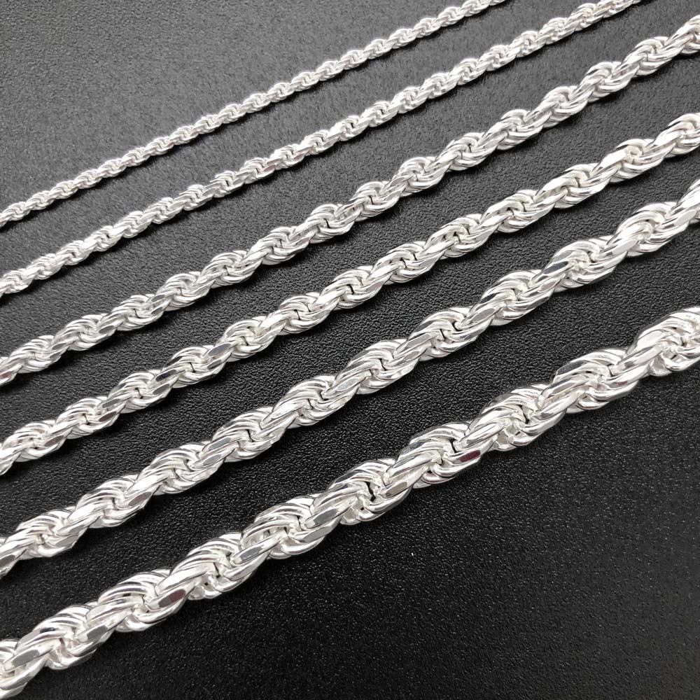 Italian 925 Silver Rope Chains and Bracelets