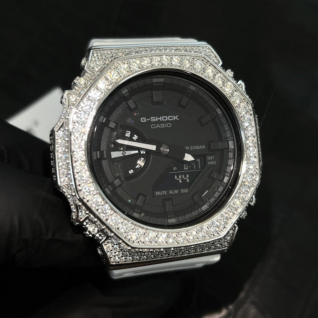 9.35 Carat Iced Out Casio G Shock GA - 2100 Black - JewelryFresh