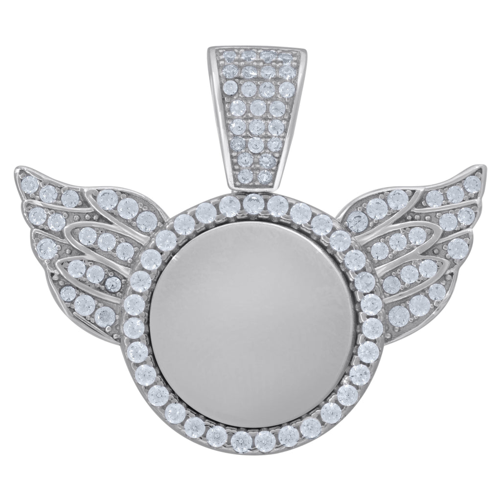925 Silver Angel Wings Picture Frame Pendant