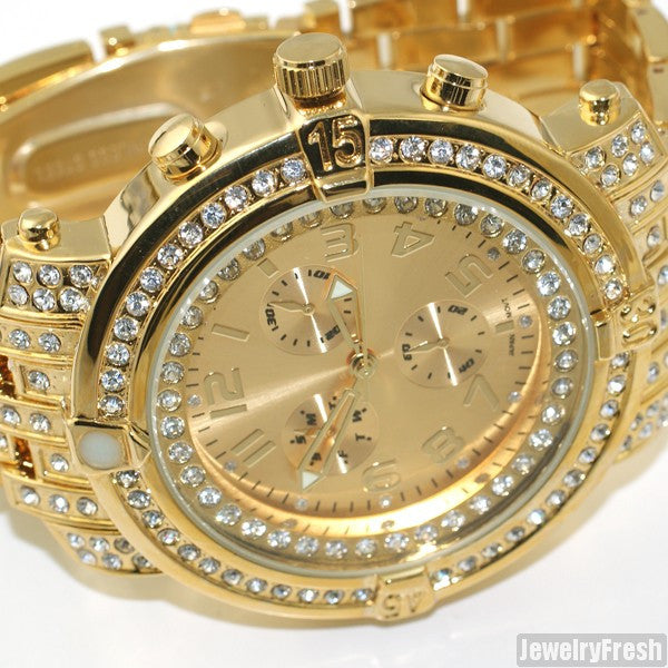 Gold Iced Out Custom Pilot Watch