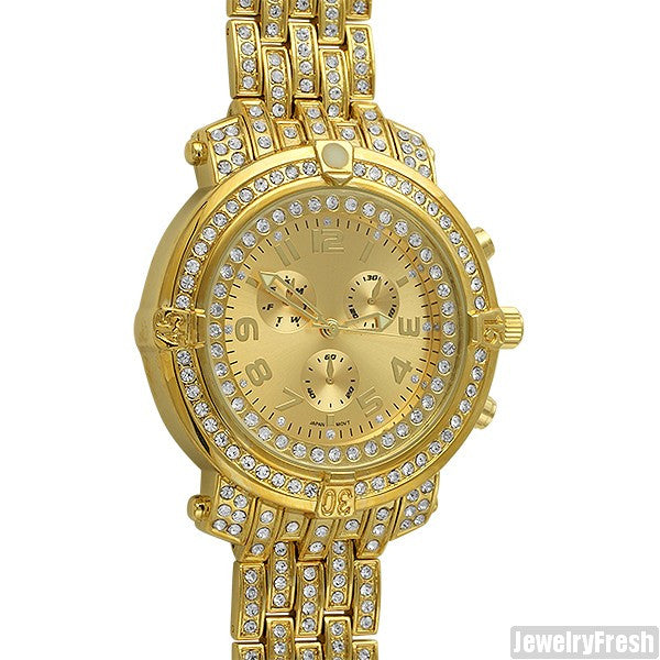 Gold Iced Out Custom Pilot Watch