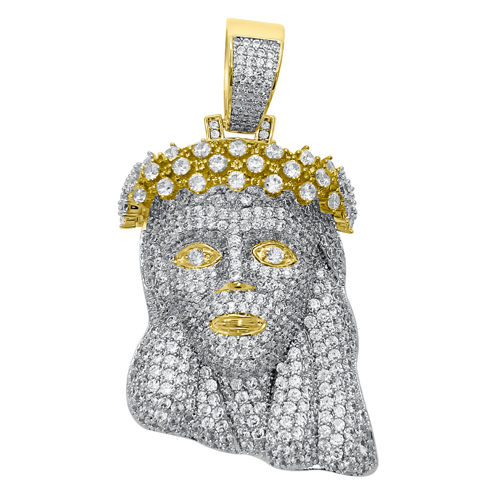 Gold 3D Fully Iced Classic Jesus Piece