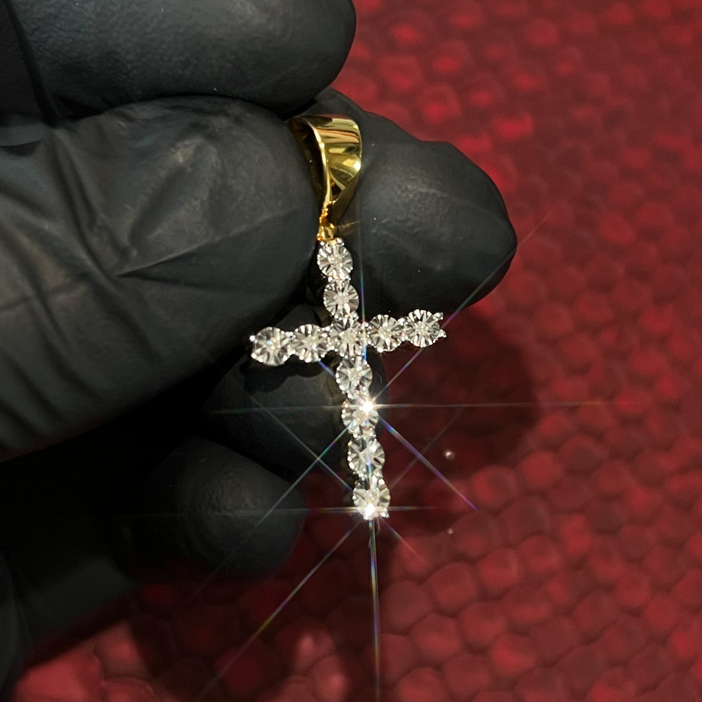 Real Diamond Sterling Silver Cluster Cross