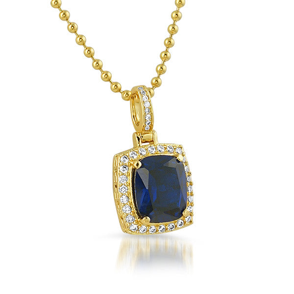 18K Gold Finish Synthetic Sapphire Pendant