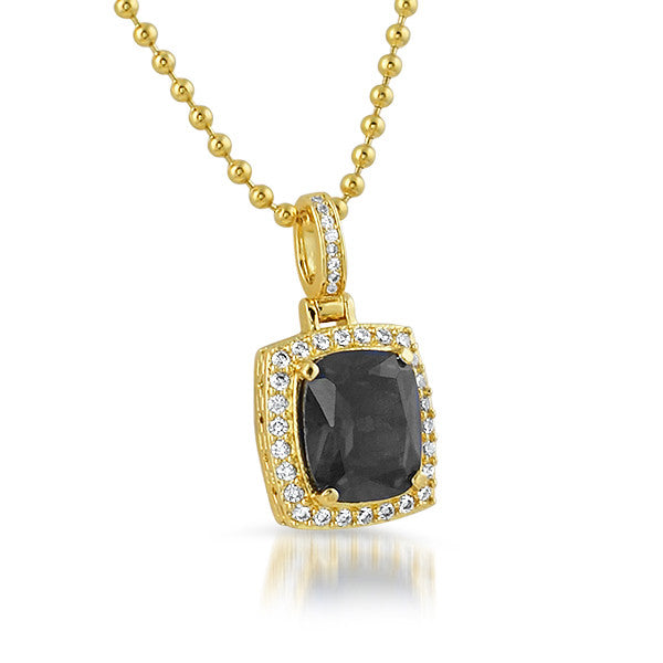 18K Gold Finish Black Lab Diamond Pendant