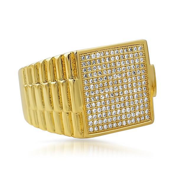 Gold CZ Micropave Executive Ring