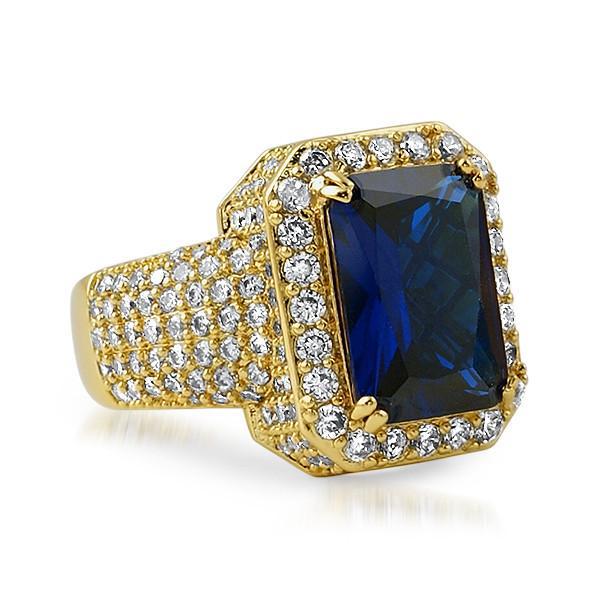 Gold Synthetic Sapphire CZ Royal Ring