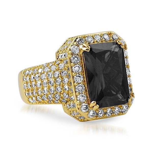 Gold Black CZ Stone Royal Ring