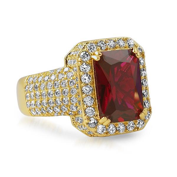 Gold Red Synthetic Ruby Royal Ring