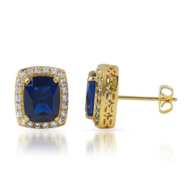 Gold Synthetic Sapphire Royal Earrings