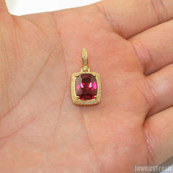 0.21 Carat Genuine Diamond Lab Ruby Pendant