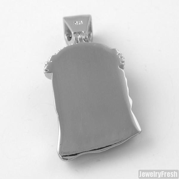 Silver Solid Back CZ Micro Jesus Pendant