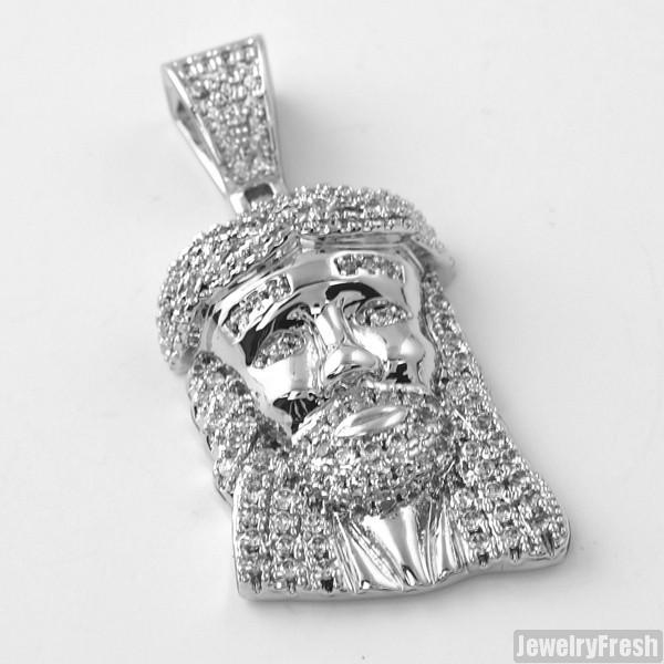 Silver Solid Back CZ Micro Jesus Pendant